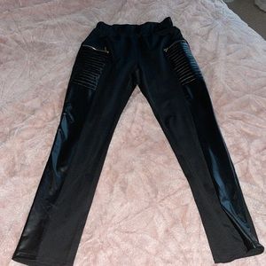 Black leggings with leather sides never worn